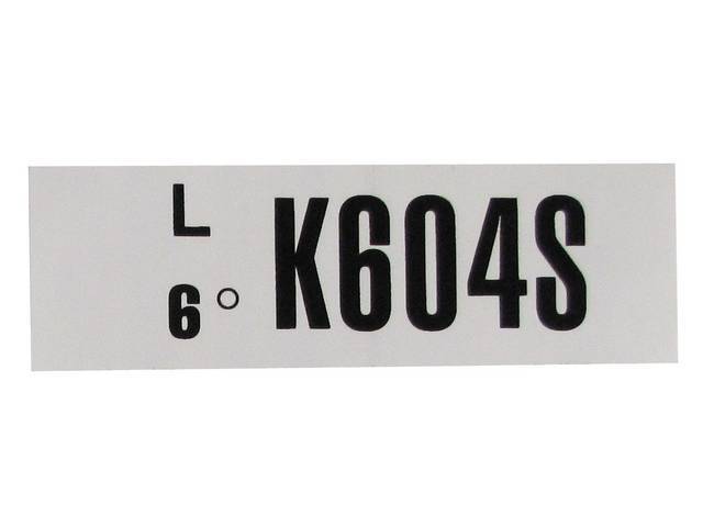 Engine Identification ID Code Decal, K604S