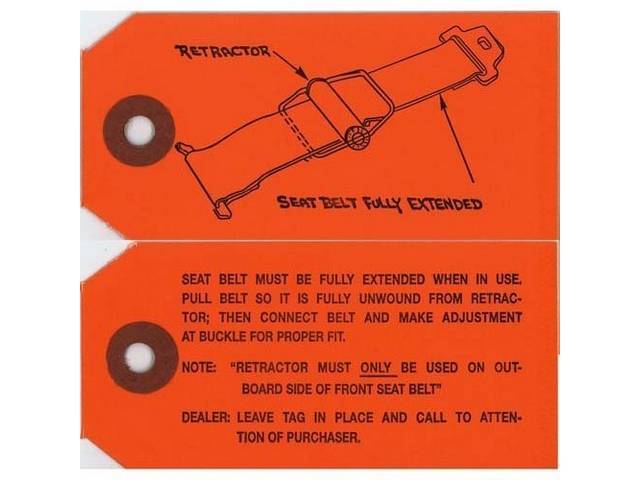 Seat Belt Retractor Diagram Instructions Interior Hang Tag