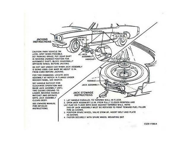 Jack Instructions Trunk Decal, C5ZB-17093-A