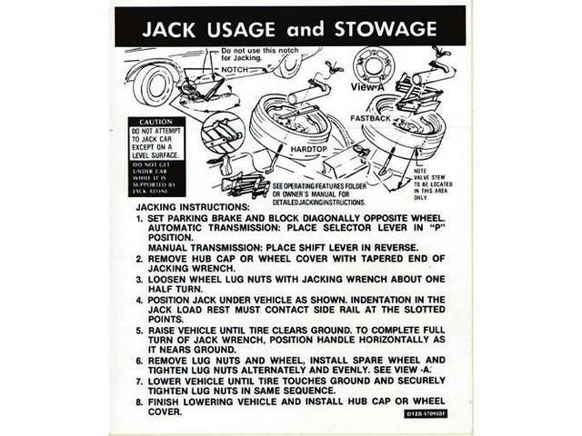 Jack Instructions Trunk Decal, D1ZB-17093-BF