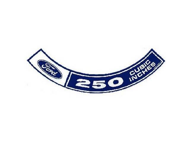 Air Cleaner Engine Decal, 250 Cubic Inches