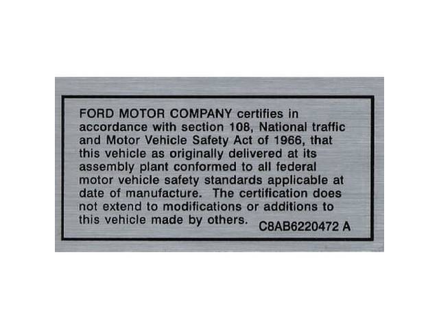 Safety Act Trunk Decal, C8AB-6240272-A