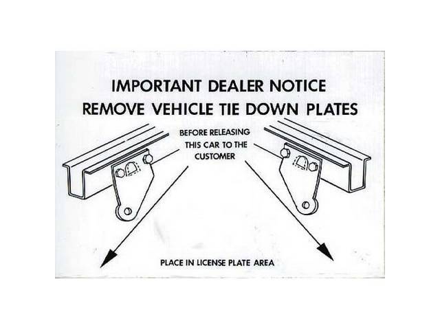 Shipping Tie Down Plate Exterior Decal
