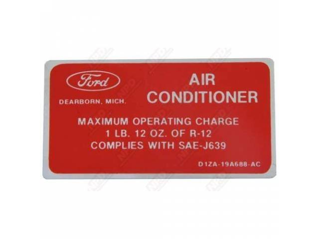 Air Conditioning Engine Decal, Ford Air Conditioner