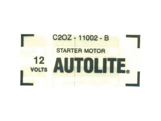 Starter Identification Decal, C2OZ-11002-B, Autolite