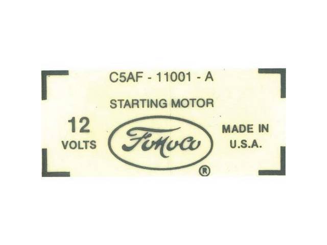 Starter Identification Decal, C5AF-11001-A, FoMoCo