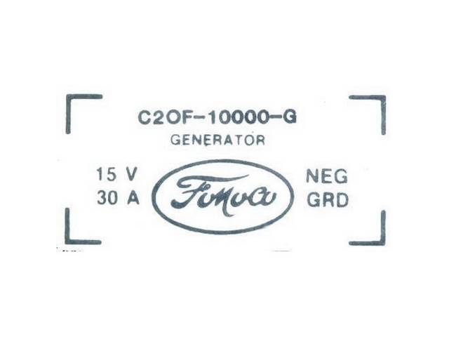 Generator ID Tag, C2OF-10000-G, FoMoCo