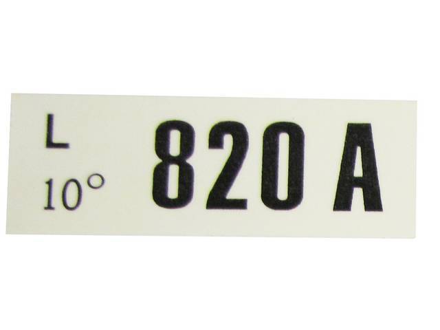 DECAL, Engine, Engine ID Code, 820A