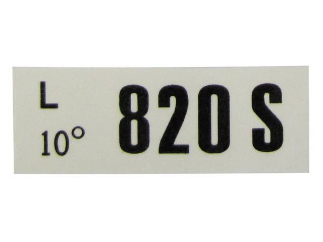 DECAL, Engine, Engine ID Code, 820S