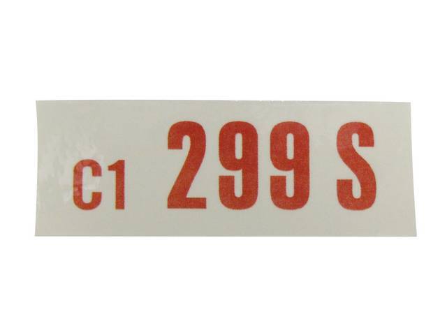 DECAL, Engine, Engine ID Code, C1 299S, red print