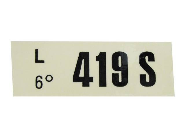 DECAL, Engine, Engine ID Code, 419S