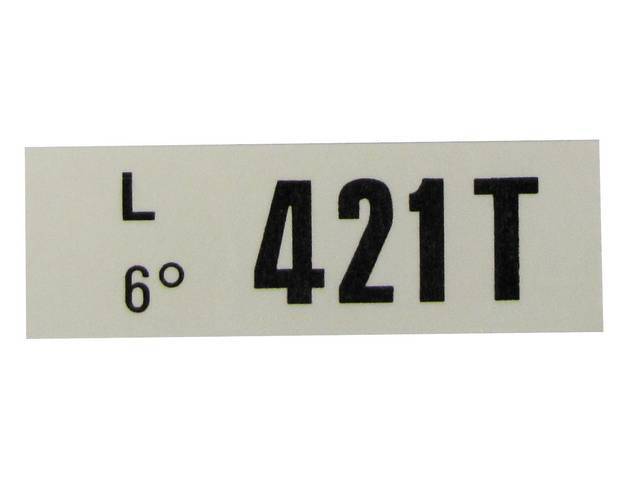 DECAL, Engine, Engine ID Code, 421T