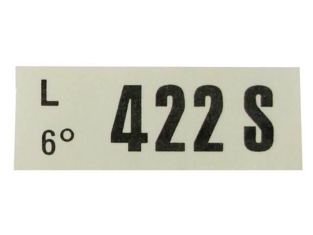DECAL, Engine, Engine ID Code, 422S
