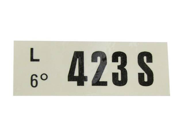 DECAL, Engine, Engine ID Code, 423S