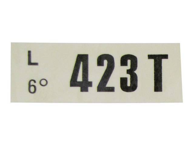 DECAL, Engine, Engine ID Code, 423T