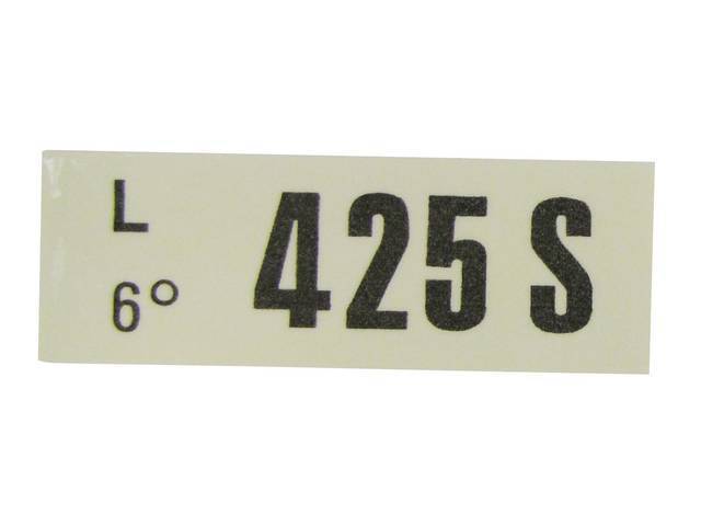DECAL, Engine, Engine ID Code, 425S