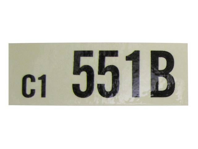 DECAL, Engine, Engine ID Code, 551B