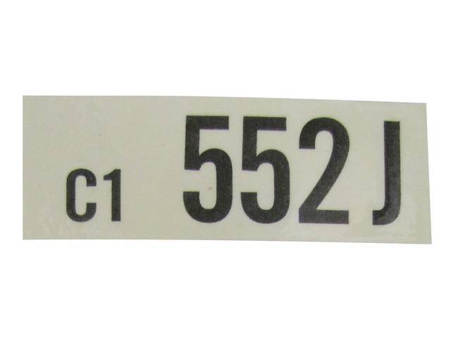 DECAL, Engine, Engine ID Code, 552J