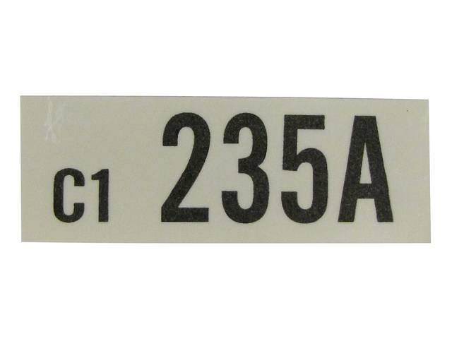 DECAL, Engine, Engine ID Code, 235A