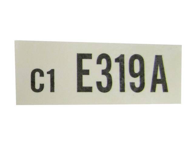DECAL, Engine, Engine ID Code, E319A