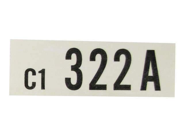 DECAL, Engine, Engine ID Code, 322A