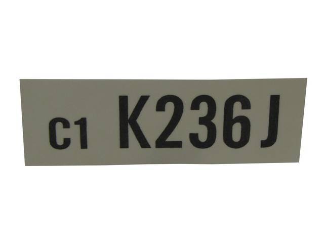 DECAL, Engine, Engine ID Code, K236J