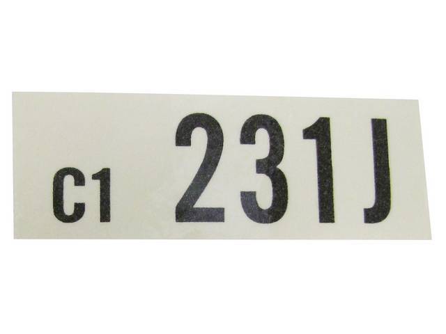 DECAL, Engine, Engine ID Code, 231J