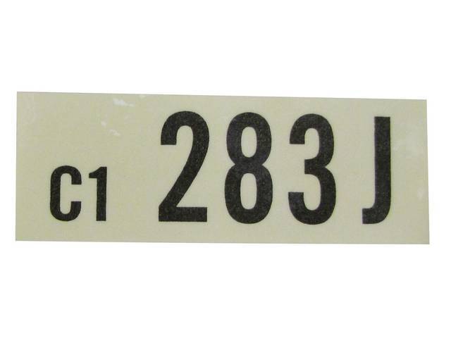 DECAL, Engine, Engine ID Code, 283J