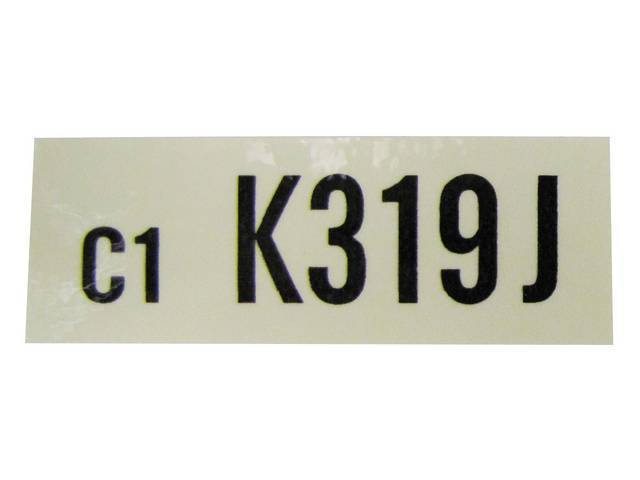DECAL, Engine, Engine ID Code, K319J