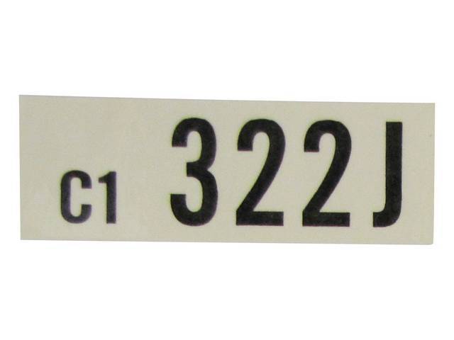 DECAL, Engine, Engine ID Code, 322J