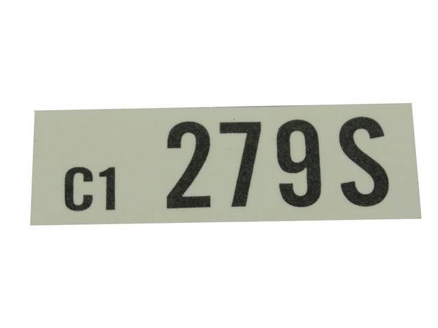 DECAL, Engine, Engine ID Code, 279S