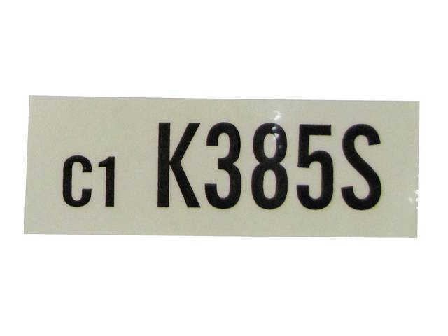 DECAL, Engine, Engine ID Code, K385S