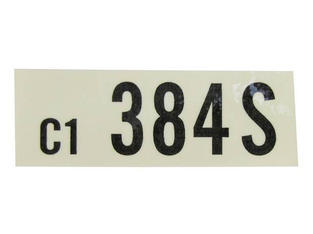 DECAL, Engine, Engine ID Code, 384S