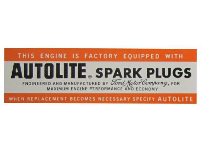 DECAL, Air Cleaner, Autolite Spark Plug, rectangular version