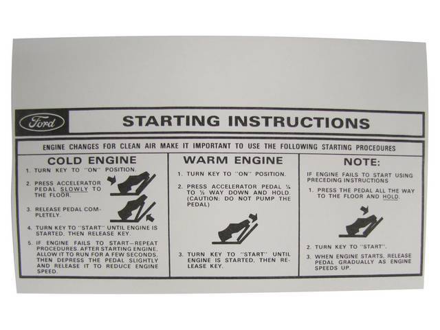 SLEEVE, Interior, Starting Instructions