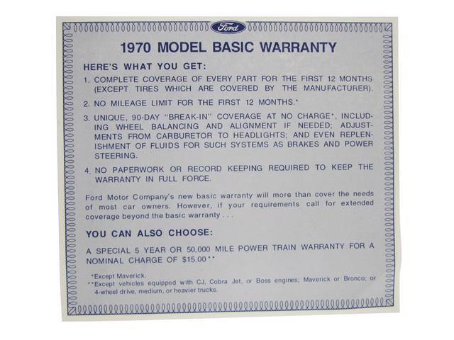 Basic Warranty Information Sheet