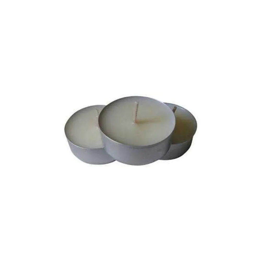 Pack of 6 White and Silver Organic Handmade Tealight Candles 1.5″