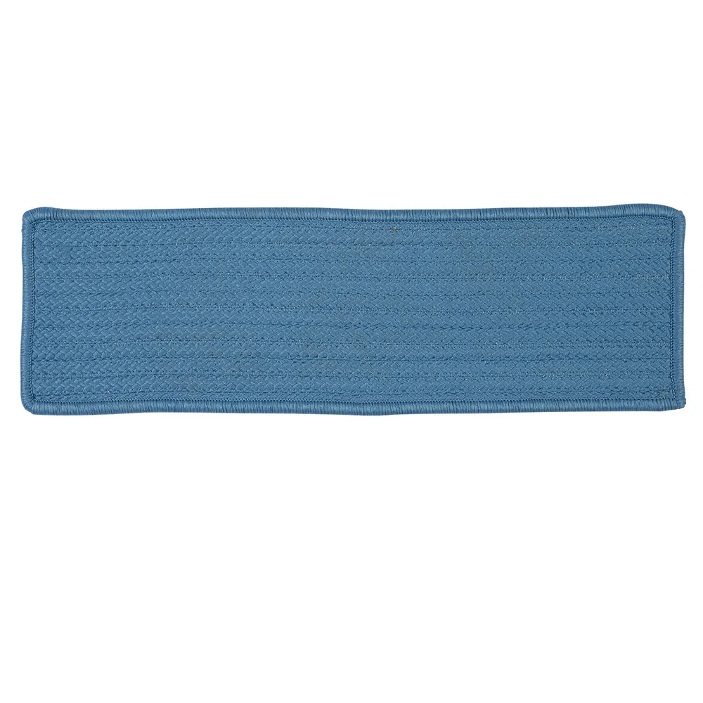 28″ Blue Solid Handmade Braided Stair Tread Reversible Rectangular Rug