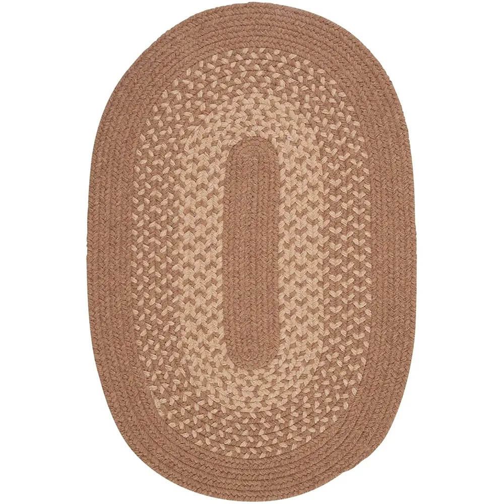 1.1′ x 1.4′ Taupe Brown Traditional Braided Area Throw Rug Sample