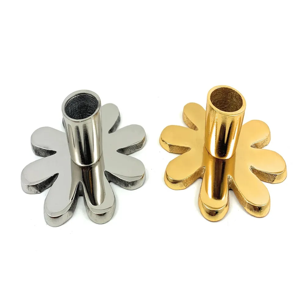 Flower Taper Candle Holders – 4″ – Gold and Silver – Set of 2