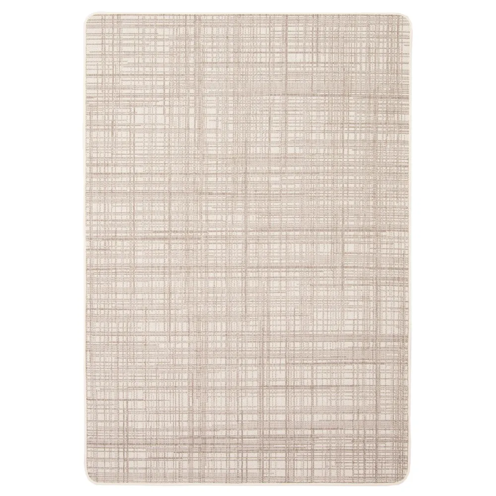 3.25′ x 4.5′ Abstract Indoor Outdoor Area Throw Rug – Cream and Taupe