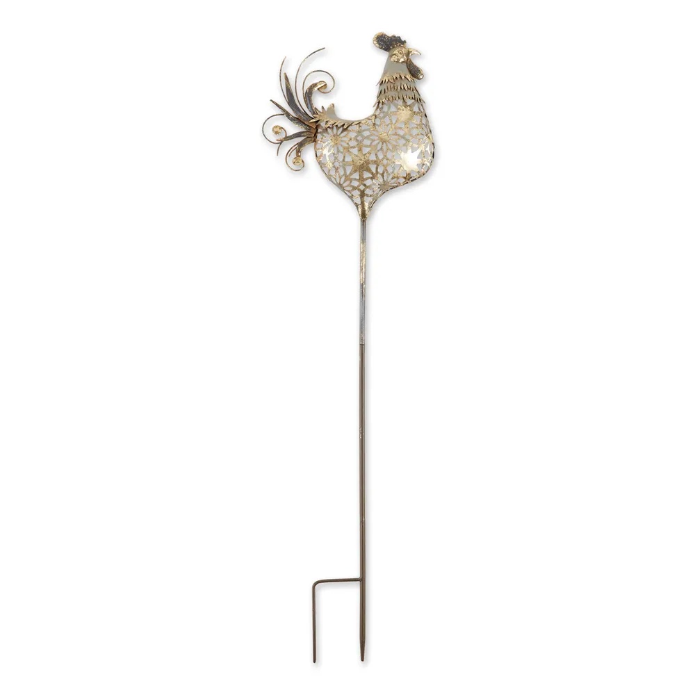 Chicken Outdoor Garden Stake – 35.5″ – Silver