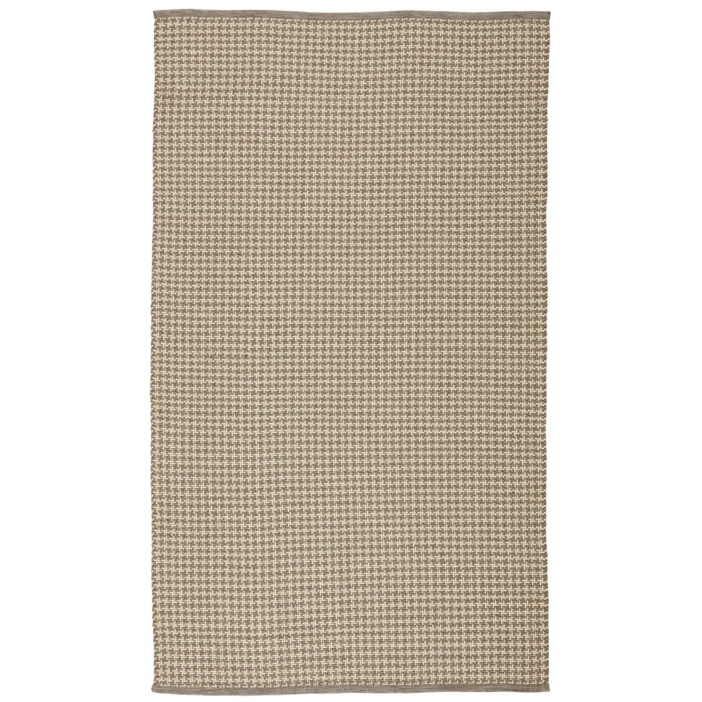 8′ x 10′ Gray and White Houndz Trellis Rectangular Outdoor Area Throw Rug