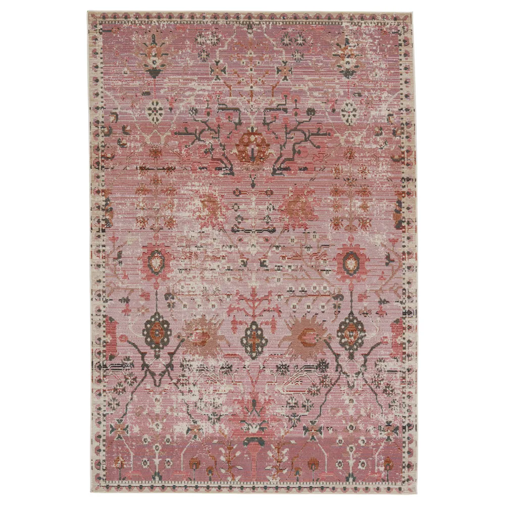 4′ x 5.5′ Pink and Brown Bohemian Floral Rectangular Outdoor Area Throw Rug