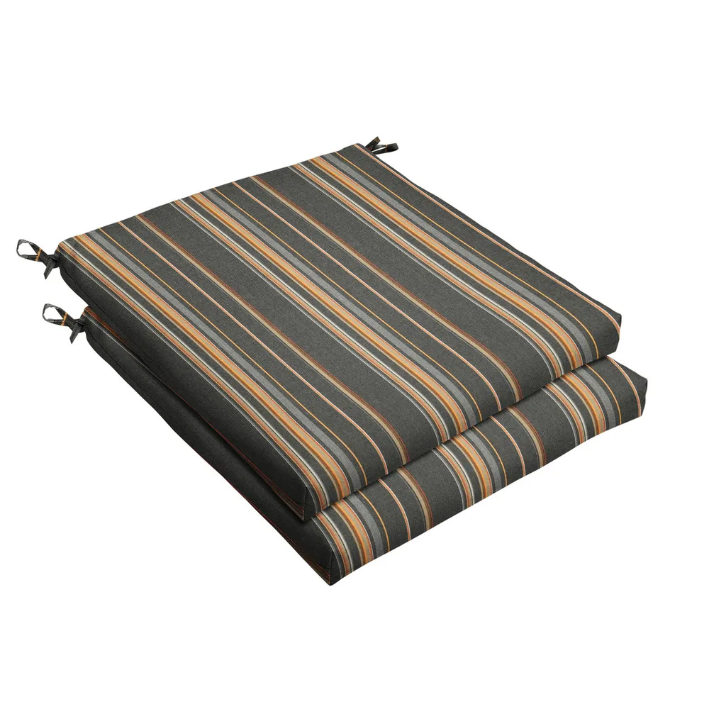 19″ Gray and Orange Stripes Decorative Single Chair Cushion Pillow
