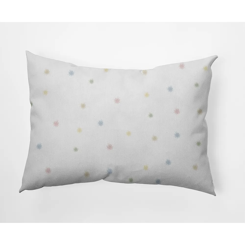 14″ x 20″ White and Pink Dots Rectangular Outdoor Throw Pillow