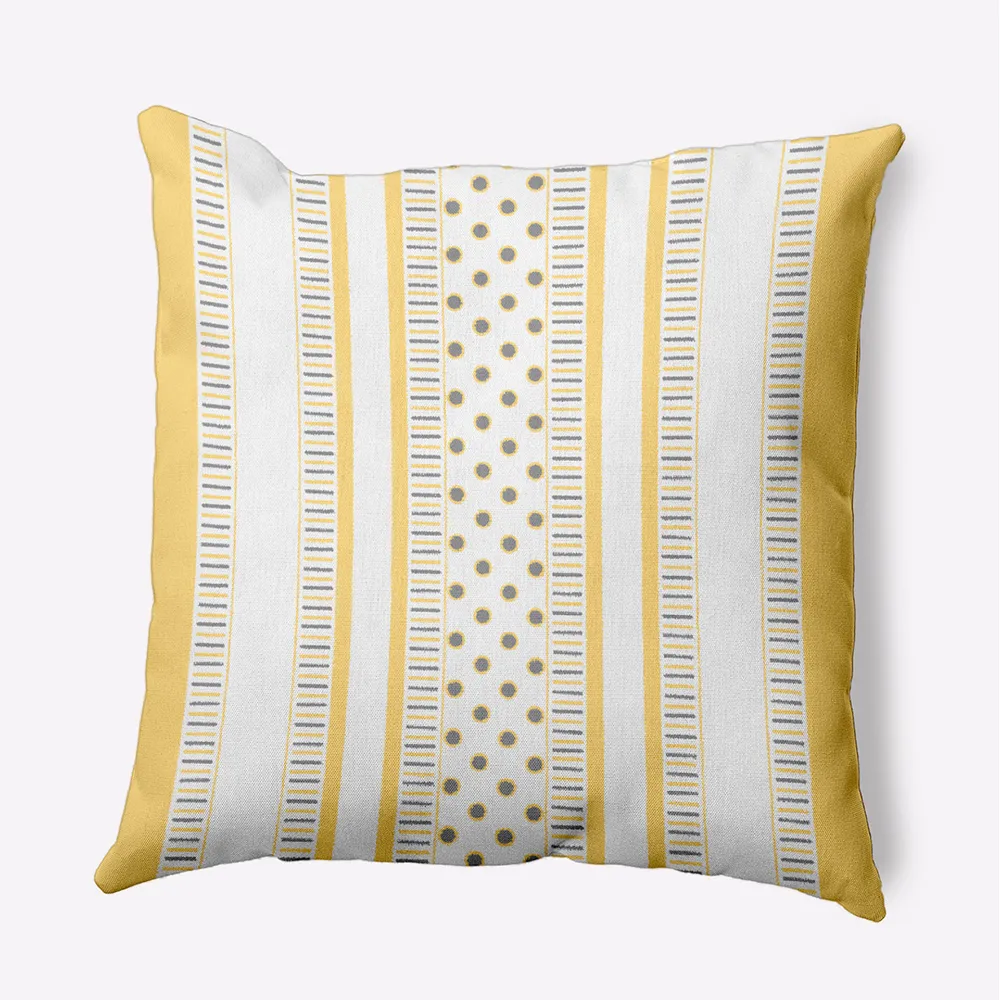 18″ x 18″ Yellow and Gray Comb Dot Outdoor Throw Pillow