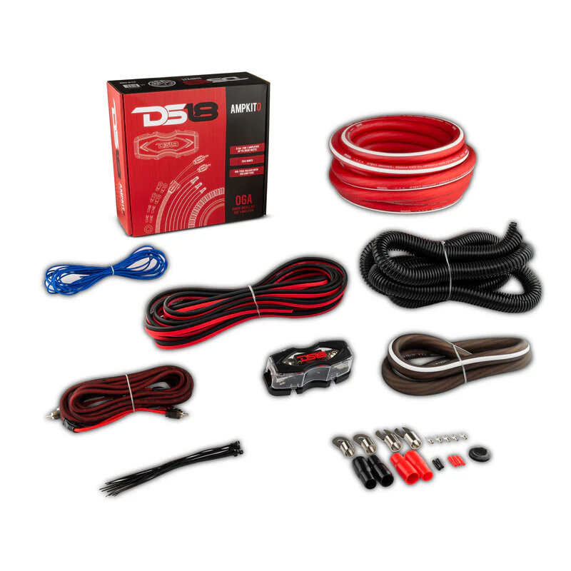 DS18 AMPKIT0 Amplifier Installation Kit 0-Gauge in Red