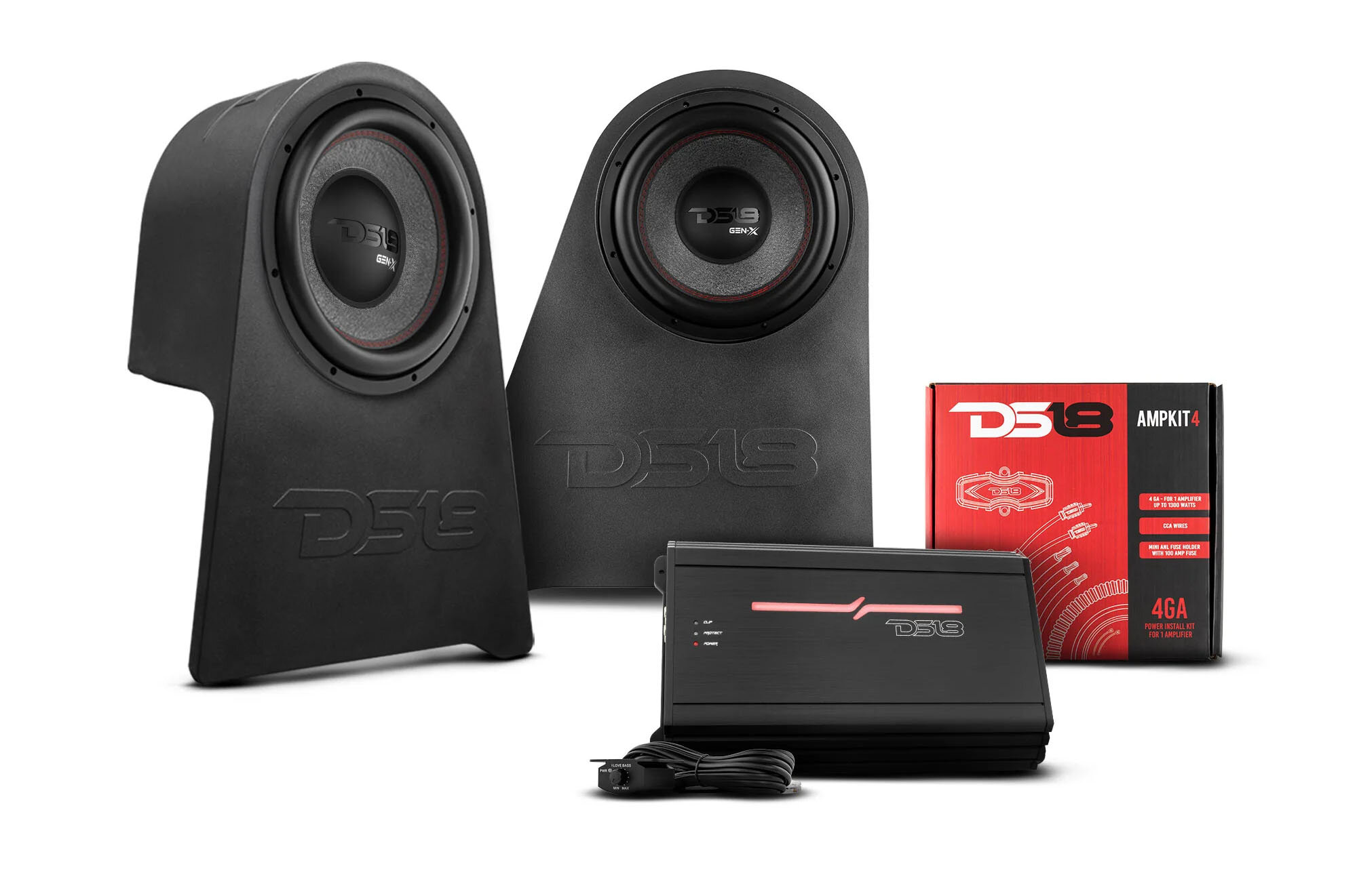 DS18 12" Subwoofer Enclosure Complete Package for 07-18 Jeep Wrangler JK Unlimited 4-Door