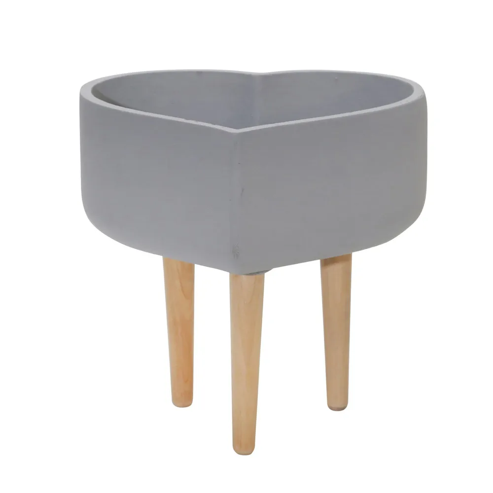 12″ Gray and Beige Tripod Outdoor Standing Planter